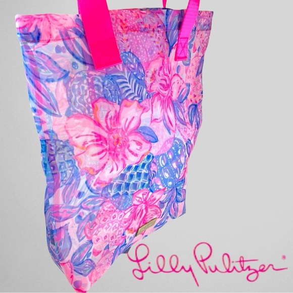 LILLY PULITZER Snappy Turtle Mesh Tote - Picture 1 of 8